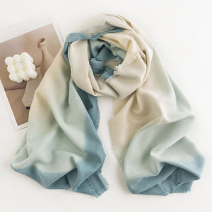 Herringbone Pattern Monochrome Artificial Cashmere Scarf Women's Simple Casual Style Tassel Warm Shawl