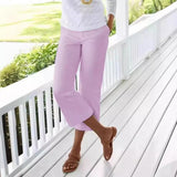 Women's Slub Cotton Linen Elastic-waist Casual Pants