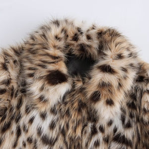 Women's Winter Fake Fur Leopard Coat