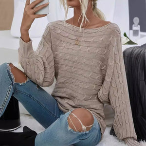 Women's Fashion Personalized Off-Neck Pullover