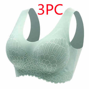 Natural Thai Latex Underwear 4.0 Angel Wings Seamless One Piece Women'S Lace Sports Bra Without Steel Ring