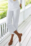 Women's Slub Cotton Linen Elastic-waist Casual Pants