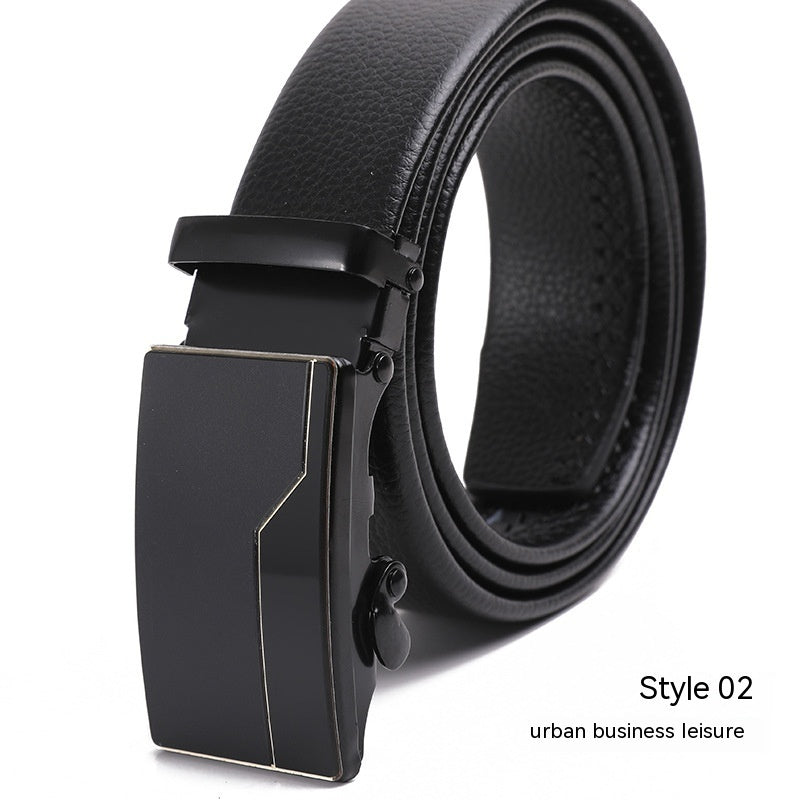 Men's Fashion Automatic Buckle Litchi Pattern Belt