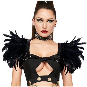 European And American Punk Gothic Feather Leather Shoulder Knot