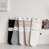 Solid Color Yarn Sunken Stripe Women White Tube Bunching Socks Women