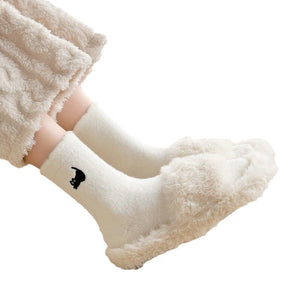 Women's Mink Fur Tube Socks Fleece Lined Padded Warm Keeping Maternity Socks