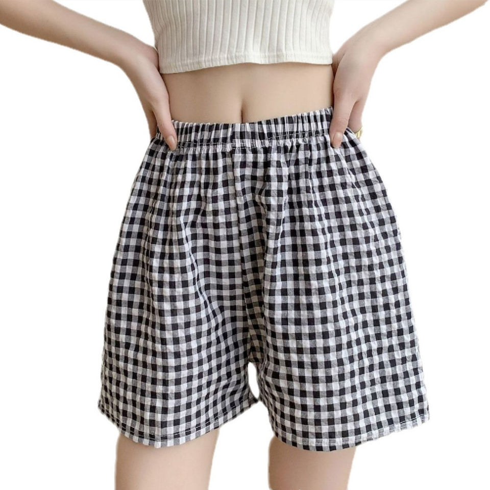 Women's Thin Cotton Silk Plaid Shorts