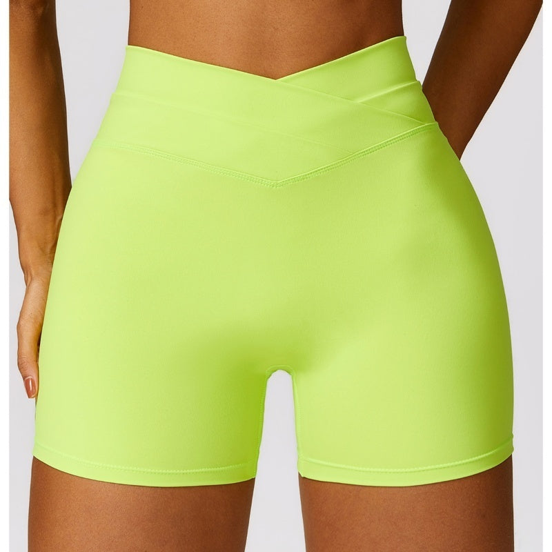 Skinny Hip Raise Yoga Shorts Brushed Cross High-waisted Trousers