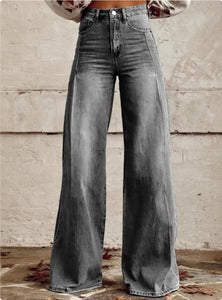 Wide-legged Pants Thermal Transfer Bell-bottom Pants Simulation Denim Trousers