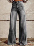 Wide-legged Pants Thermal Transfer Bell-bottom Pants Simulation Denim Trousers