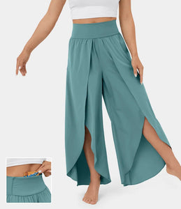 Loose Split Yoga Pants Summer Elastic High Waist Wide Leg Trousers Women's Fashion Versatile Clothing