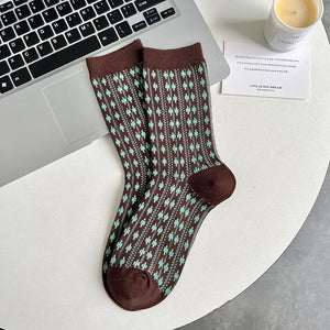 Dopamine Retro Mid-calf Length Double Needle Sweet Cool Street Ladies Loose Socks