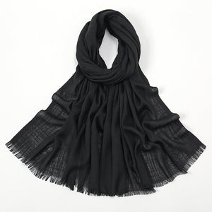 Flat Slub Cotton Solid Color Scarf Breathable Monochrome