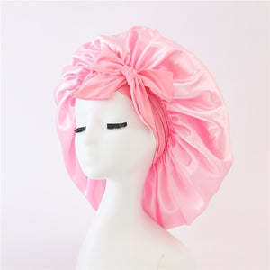 Satin Ribbon Round Bow Elastic Nightcap