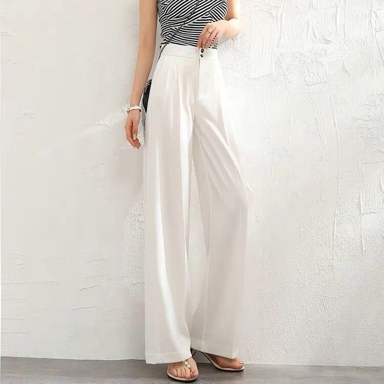 Women's Wide Leg High Waist Drooping Loose Slimming And Straight Casual Mopping Chiffon Suit Pants