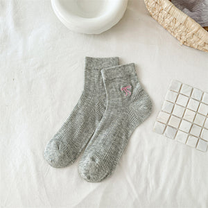 Bow Embroidered Short Thin Socks