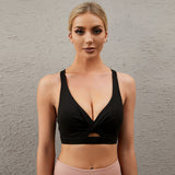 High-intensity Sports Bra Damping Cross-gathering Deep V Underwear