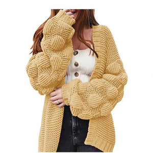 Cute Thick Sweater Long Pompom Cardigan