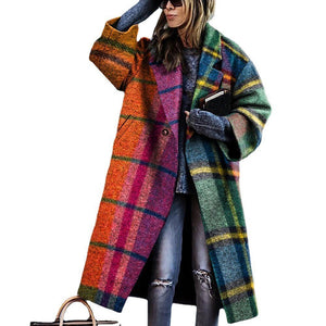 Women's Multi-color Checkered Long-sleeved Lapel Jacket