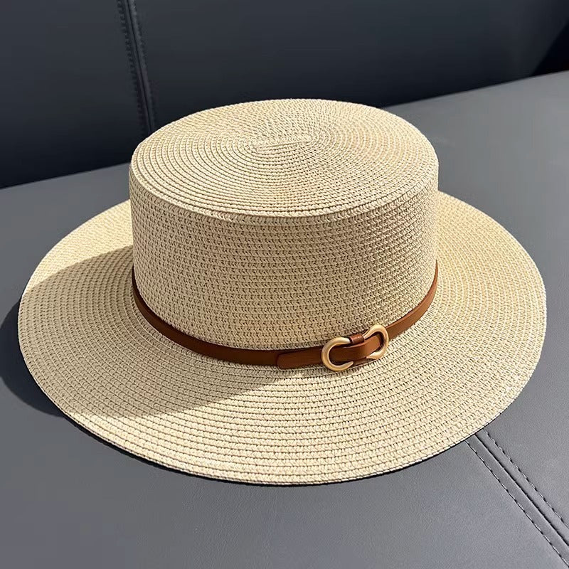 Flat Straw Hat Women's Summer Seaside UV Protection