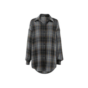 Women's Plaid Long-sleeved Shirt Fashionable Retro Loose