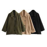 French Coat Fashion Polo Collar Blended Short Cape Sleeve Coat