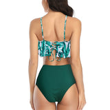 New Style Swimsuit Double Layer Lotus Leaf Tropical Rain Forest High Waist Split Swimsuit