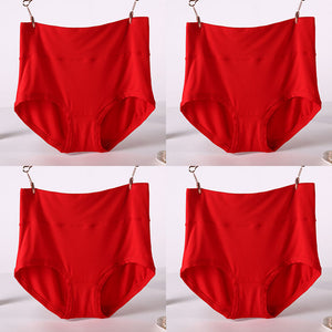 Women Underwear Soft Viscose Solid Color High Waist Panties 4pcs A Lot