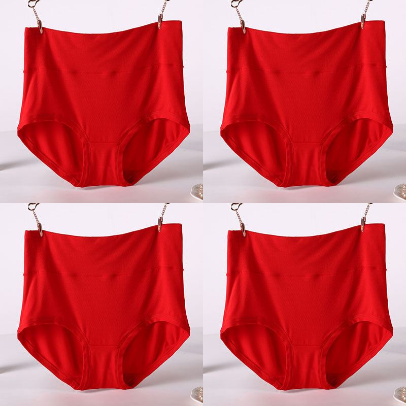 Women Underwear Soft Viscose Solid Color High Waist Panties 4pcs A Lot