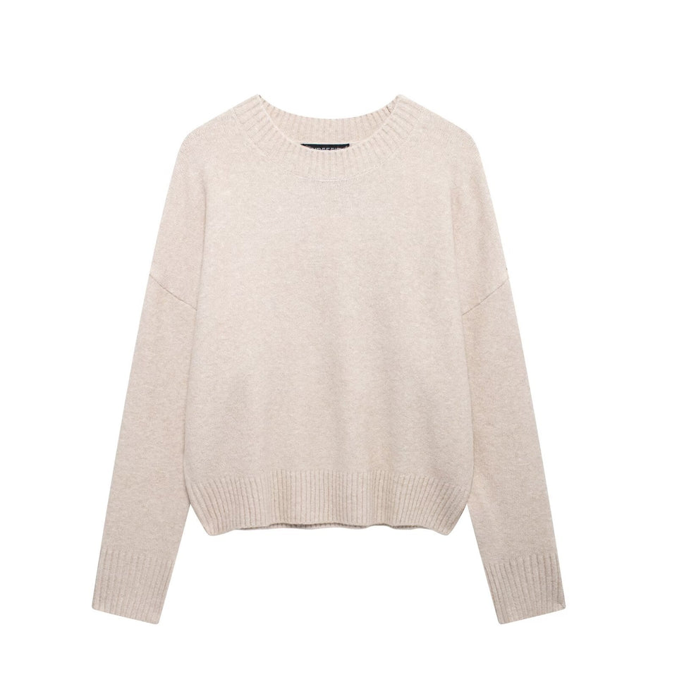 Versatile Solid Color Long Sleeve Soft Sweater