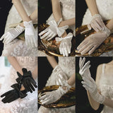 Bridal Gloves Pearl Lace Bow