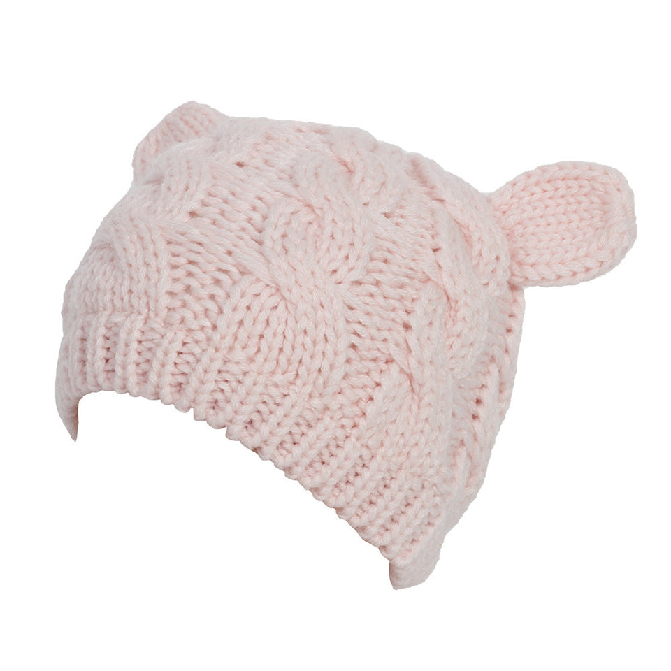 Hand Made 3D Cute Knitted Cat Ear Beanie For Winter