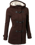 Women Warm Hooded Wool Double Button Coat