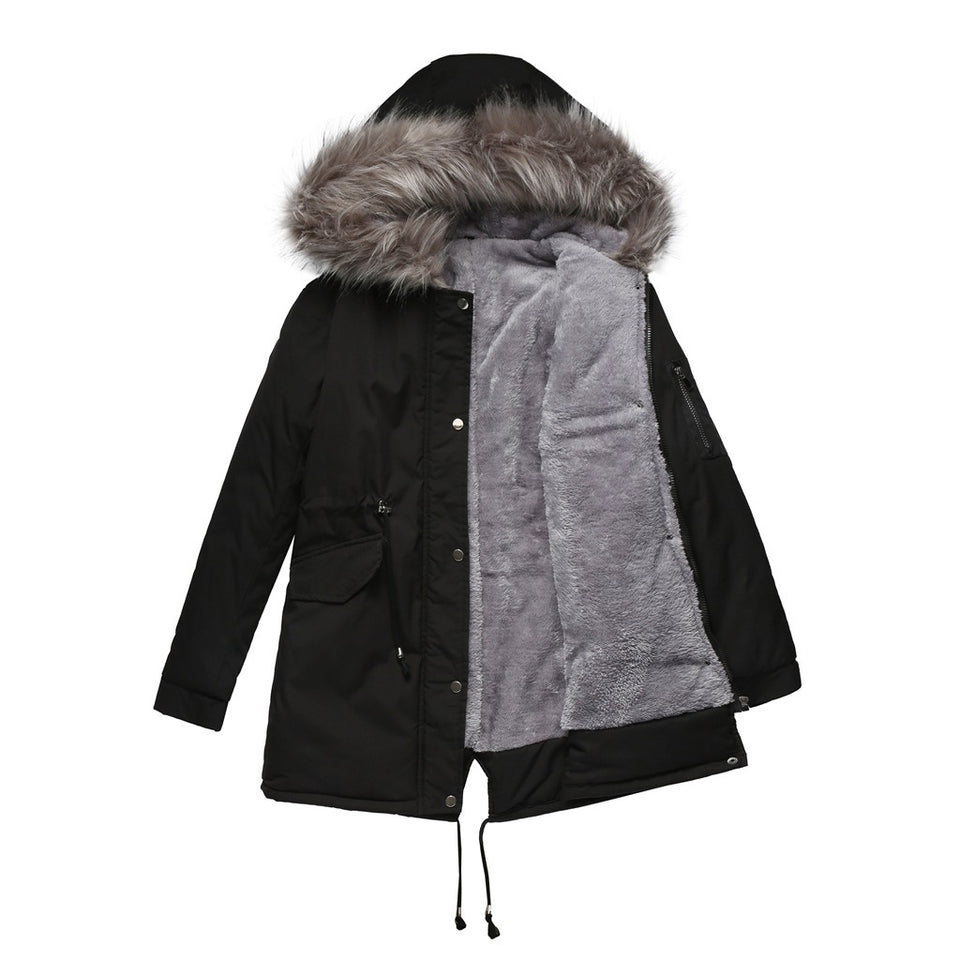 Parka Cotton-padded Coat Mid-length Hooded