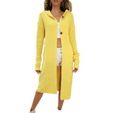 Sweater Cardigan Solid Color Long Sleeve Hooded Long Knitted Cardigan Women's Coat