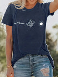 Multicolor Printing Round Neck Short Sleeve T-shirt