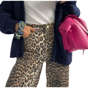 Women's New Leopard Print High Waist Casual Straight Pants