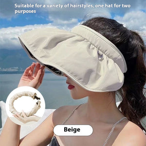 Summer Shell Hat FPF50 Empty-top Hat Women's Cycling Sun Protection UV Face Covering Sunhat Outdoor