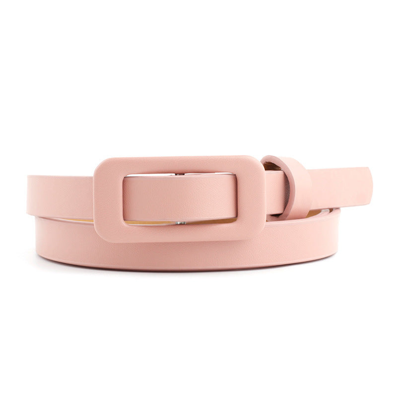 Solid Color Women's Nude Pu Small Belt