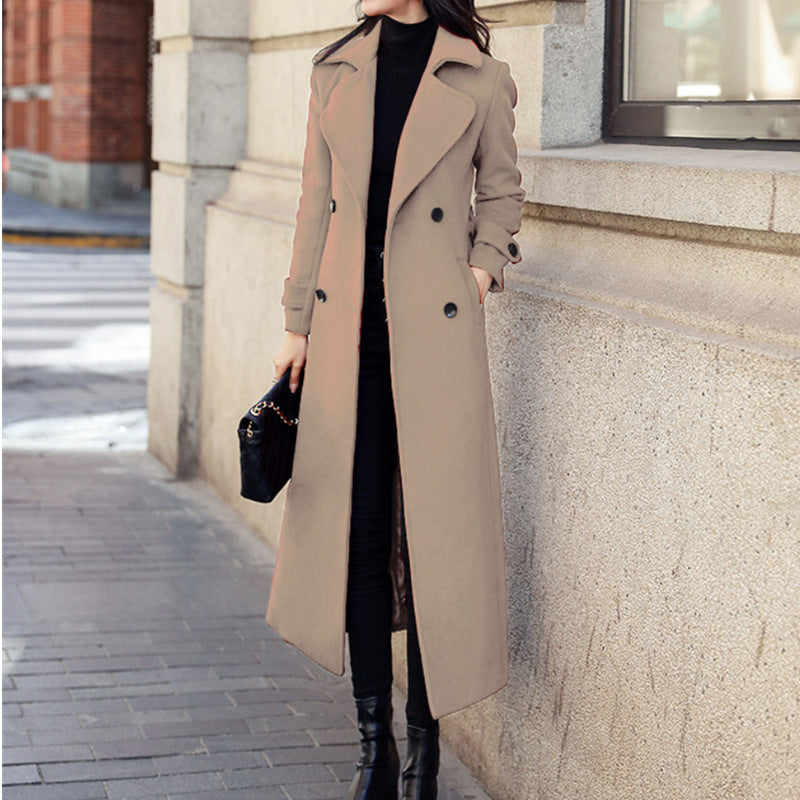 Women's Coat Woolen Extended Suit Collar Trench Coat