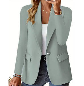 Polyester Autumn Long Sleeve Solid Color Cardigan Small Suit Jacket For Women