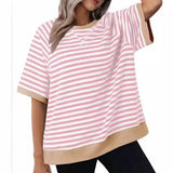 Women's Casual Versatile Striped Loose T-shirt