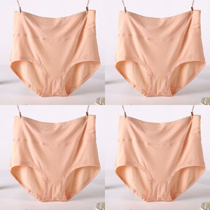 Women Underwear Soft Viscose Solid Color High Waist Panties 4pcs A Lot