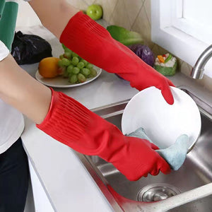 Household Kitchen Dishwashing Extended Rubber Waterproof Gloves