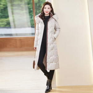 Down Cotton-padded Coat For Women Long Below The Knee