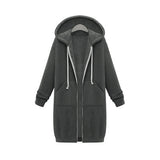 Hooded Long Sleeve Sweater Fleece Long Jacket