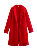 Women's Casual Woolen Lapel Non-buckle Overcoat Coat