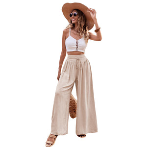 Simple Elegant Style Wide-leg Casual Pants Women