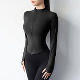 Women's Yoga Clothes Brushed Slim Fit Sports Long-sleeved Jacket