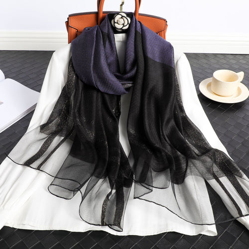 Women's Korean Style Silk Plaid Scarf